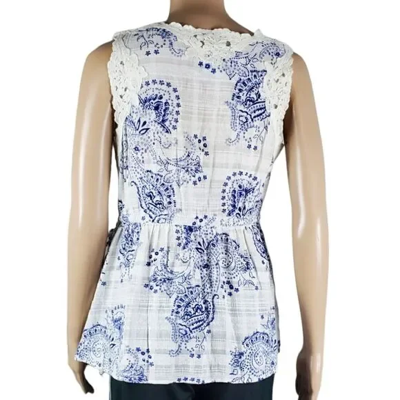 Cabi White & Blue Wrap Top 5223 - Picture 3 of 7